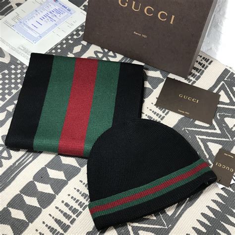 authentic gucci hat and scarf set|Gucci scarf unisex.